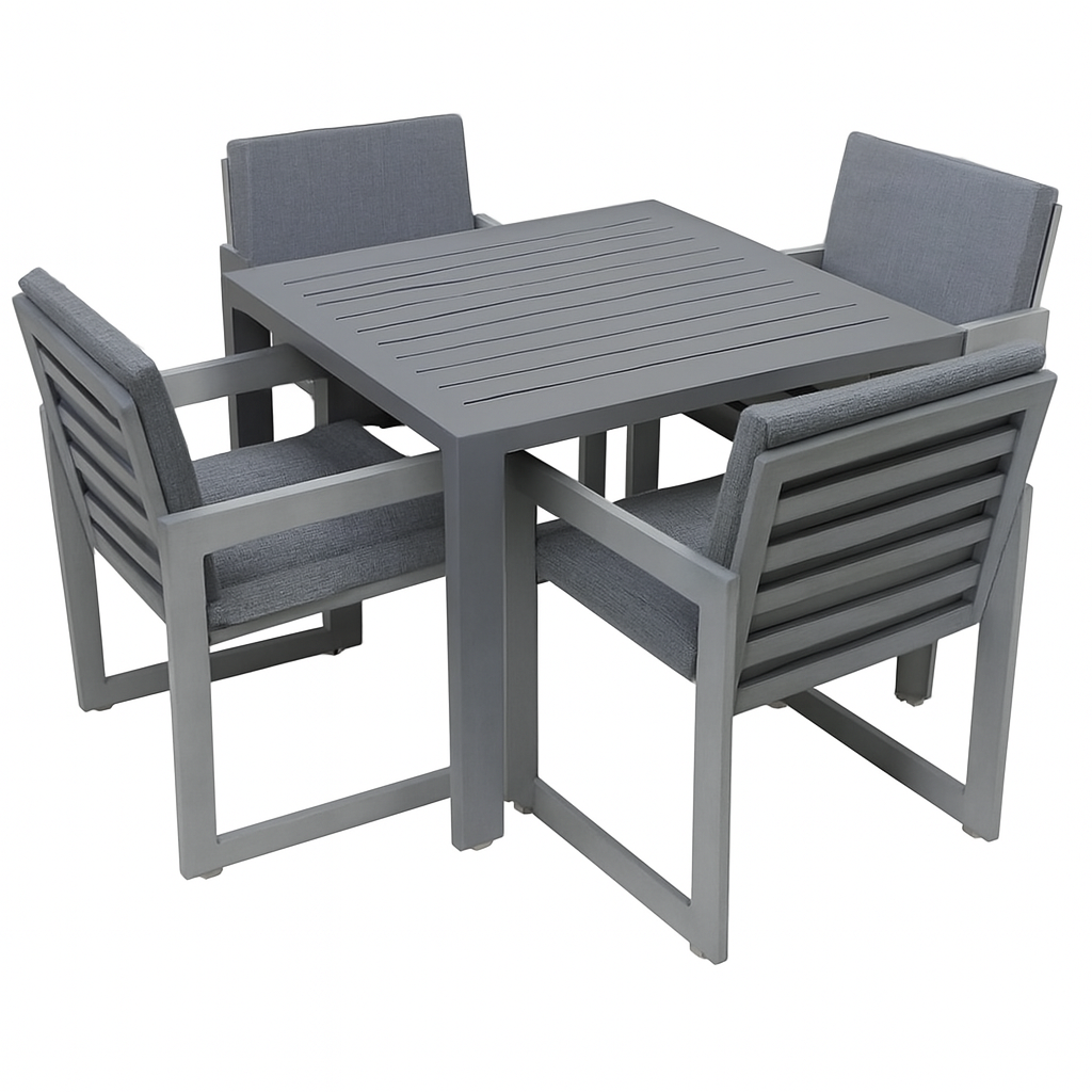 میز نهارخوری به همراه صندلی  4 نفره مدل اسکای (SKY) - طوسی گرافیتی