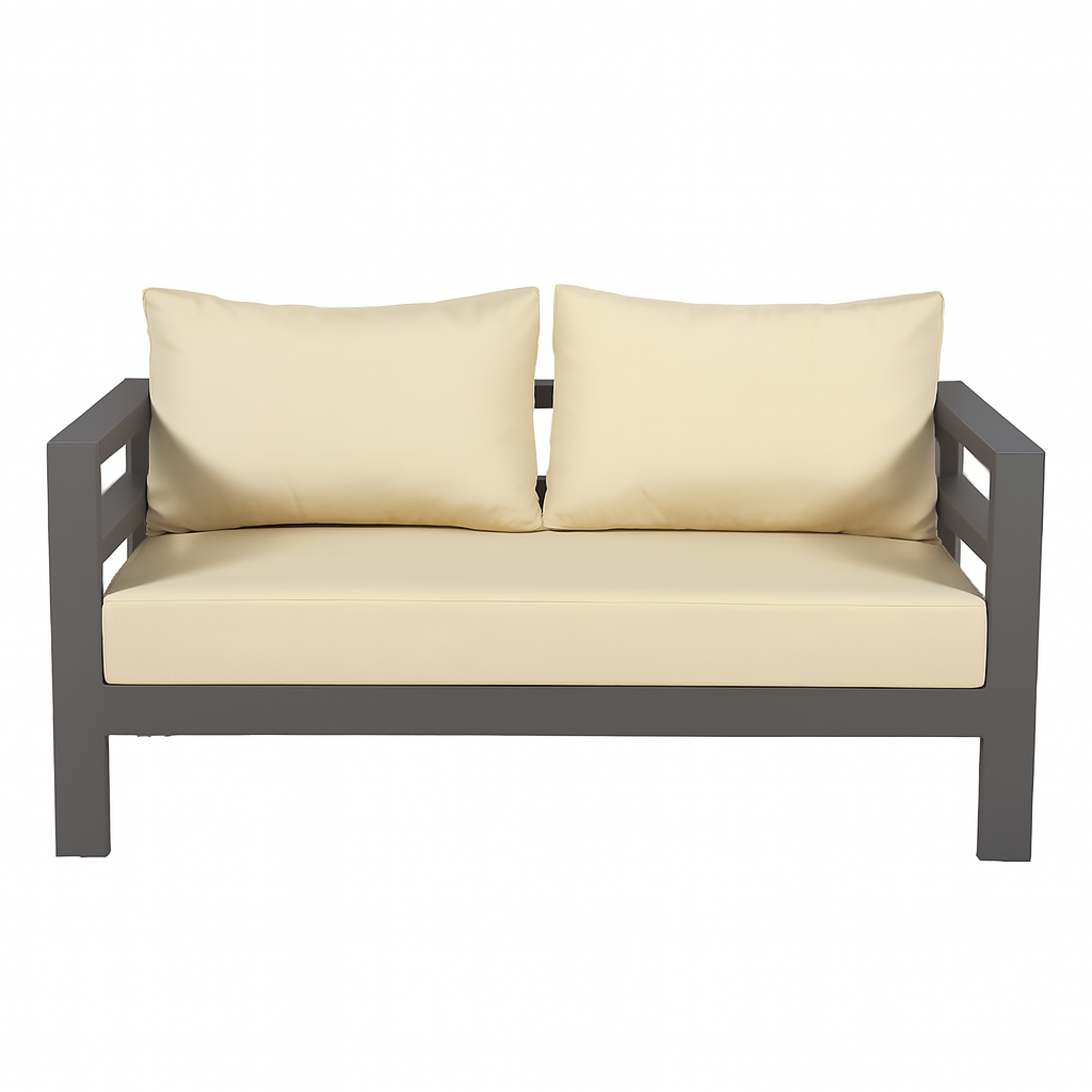 مبلمان باغی فضای باز آهنی  2 نفره آرام - پارچه نانو آبگریز طوسی - تصویر 3