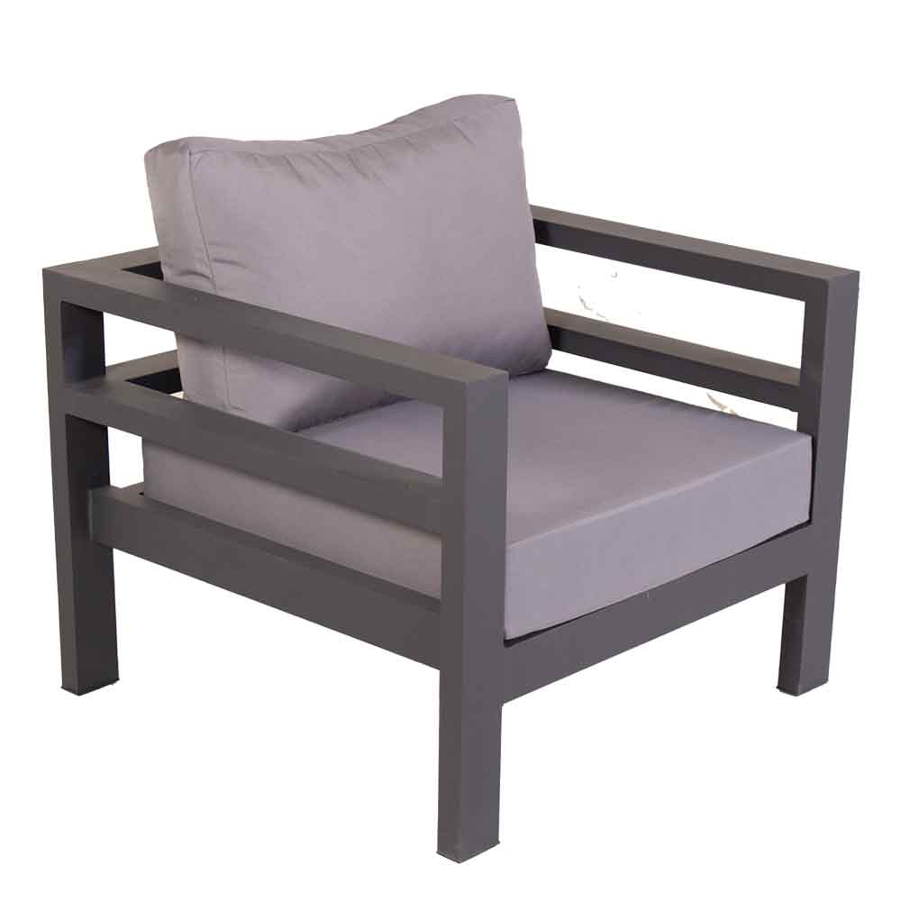 مبلمان باغی فضای باز آهنی  1 نفره آرام - پارچه نانو آبگریز طوسی - تصویر 1