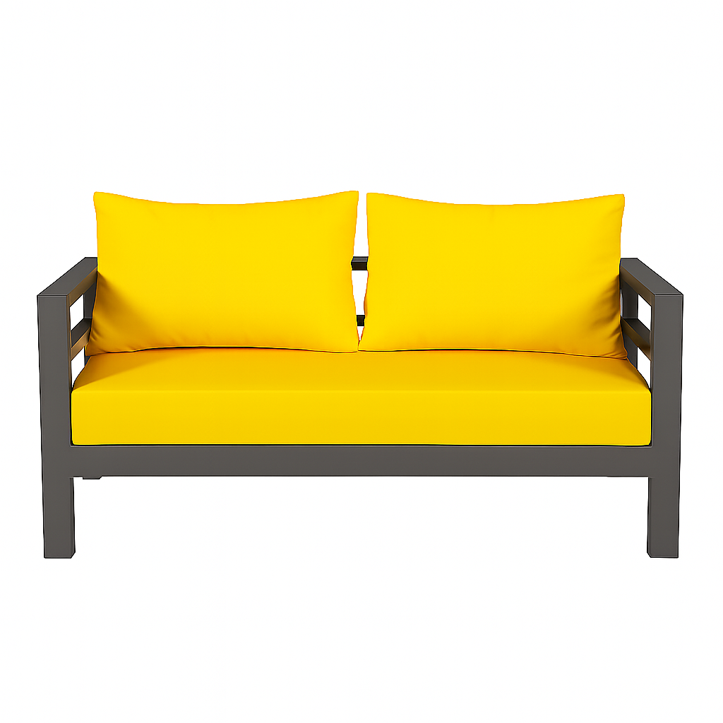 مبلمان باغی فضای باز آهنی  2 نفره آرام - پارچه نانو آبگریز طوسی - تصویر 1