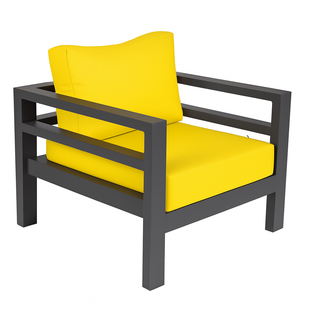 مبلمان باغی فضای باز آهنی  1 نفره آرام - پارچه نانو آبگریز طوسی - تصویر 3