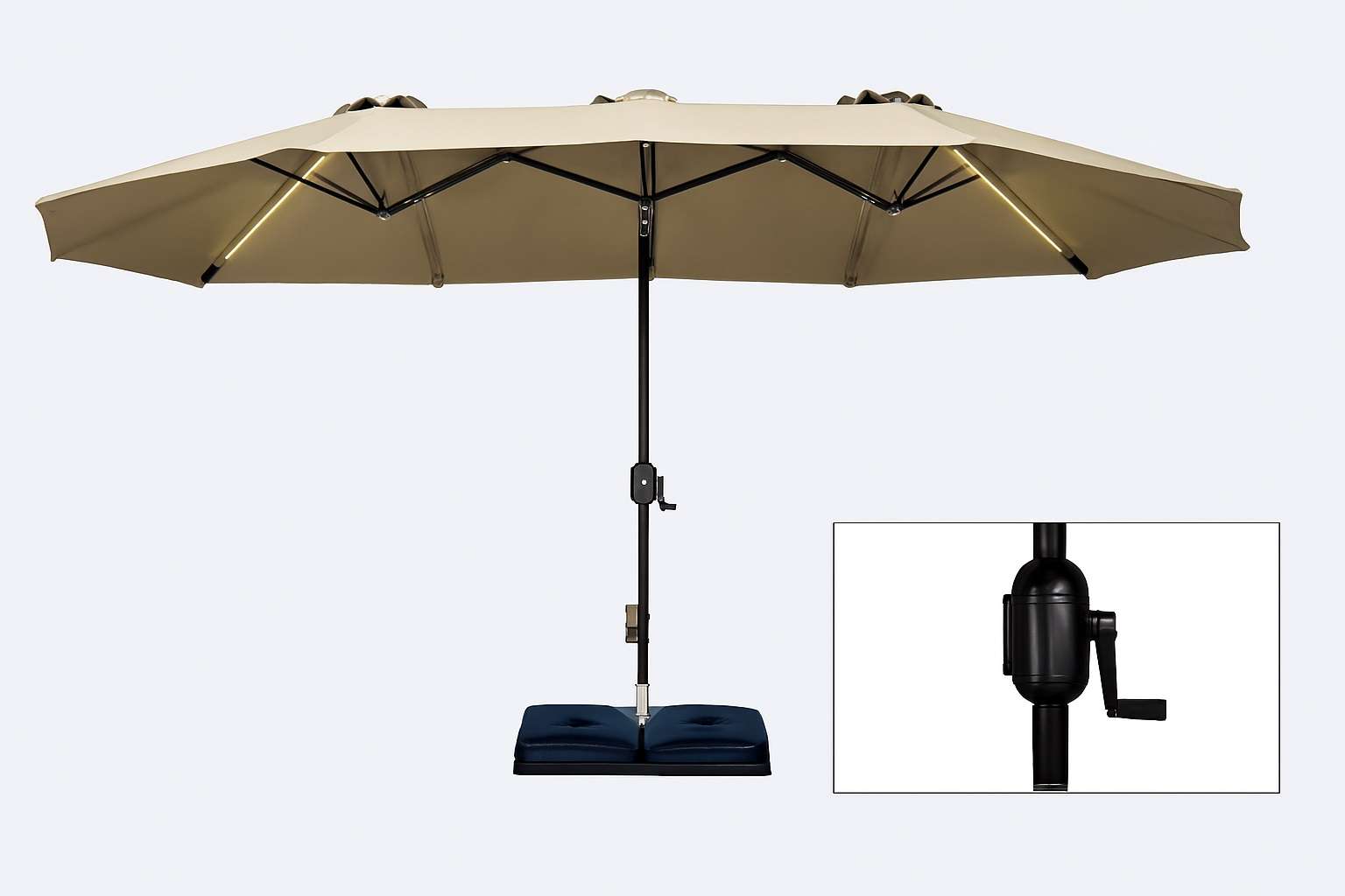 چتر پایه دار پانورا - پارچه نانو آبگریز طوسی - تصویر 3