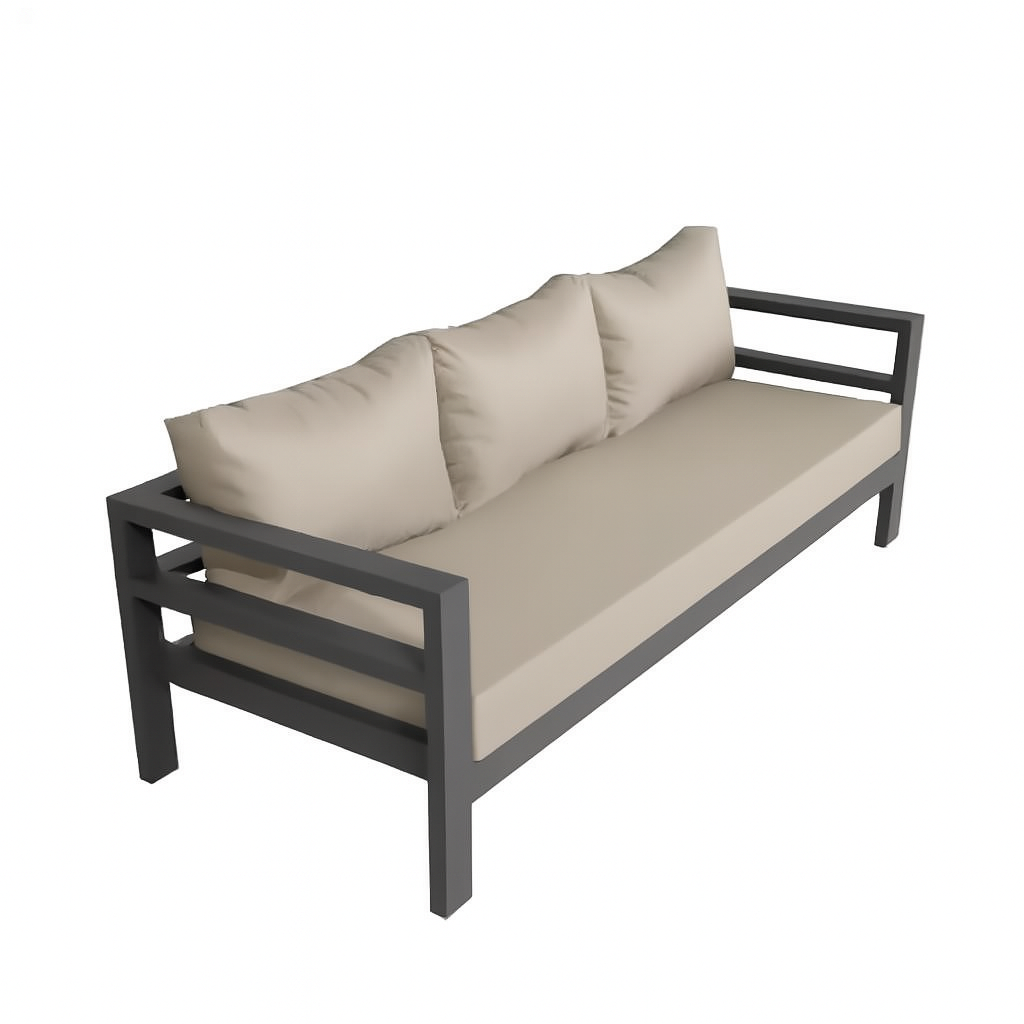 مبلمان باغی فضای باز آهنی  3 نفره آرام - پارچه نانو آبگریز طوسی - تصویر 2