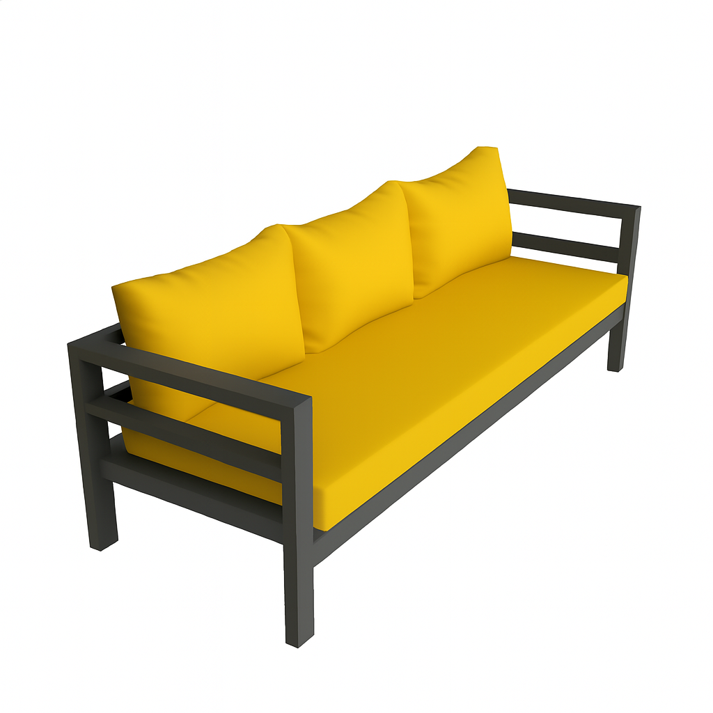 مبلمان باغی فضای باز آهنی  3 نفره آرام - پارچه نانو آبگریز طوسی - تصویر 3